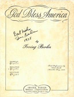 Irving Berlin Signed & Inscribed "God Bless America" Sheet Music (SGC)